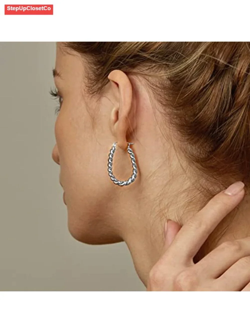 Thick Silver Chunky Hoop Earrings for Women Hypoallergenic Huggie